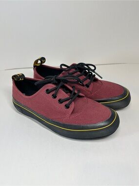 New Dr Martens Doc Jacy Cherry Red Canvas Lace Up Shoes US L 6 Women's (7 - 7.5)